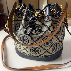 Tory Burch Navy and Beige Designer Women's Bag